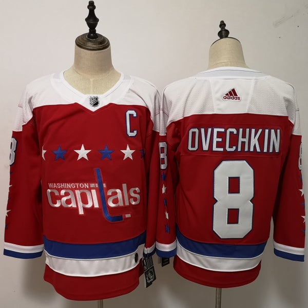Washington Capitals 8 Alex Ovechkin Reverse Retro Red Hockey Jersey Size 52