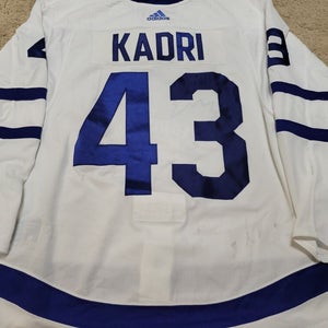 NAZEM KADRI 18'19 White Toronto Maples Leafs PHOTOMATCHED Game Worn Jersey