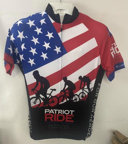 Blackbottoms Patriot Ride for Heroes Full ZIP Cycling Jersey Men's Size M