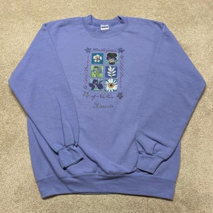 Minnesota Wildflower Sweatshirt Men Large Adult Purple Sweater Vintage 90s Plant
