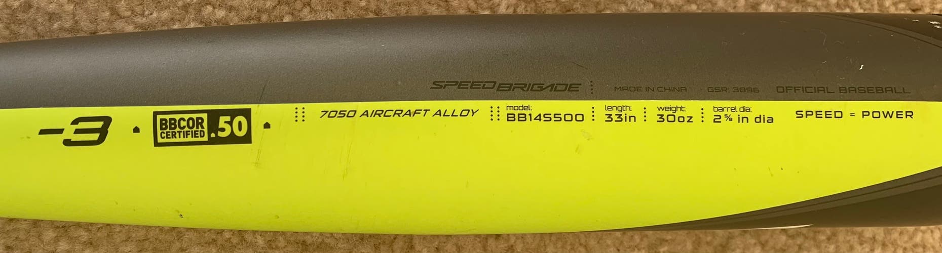Used BBCOR Certified Alloy (-3) 30oz 33" Easton S500 Bat