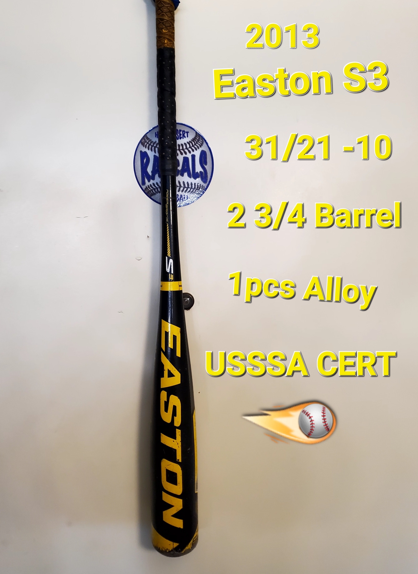 Used Kid Pitch (9YO-13YO) USSSA Certified 2013 Easton Alloy S3 Bat (-10) 21 oz 31"