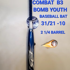 HOT USSSA Certified Combat Composite B3 BOMB YOUTH Bat (-10) 21 oz 31"