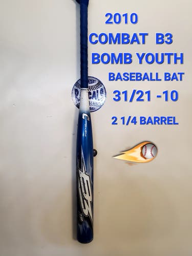 HOT USSSA Certified Combat Composite B3 BOMB YOUTH Bat (-10) 21 oz 31"