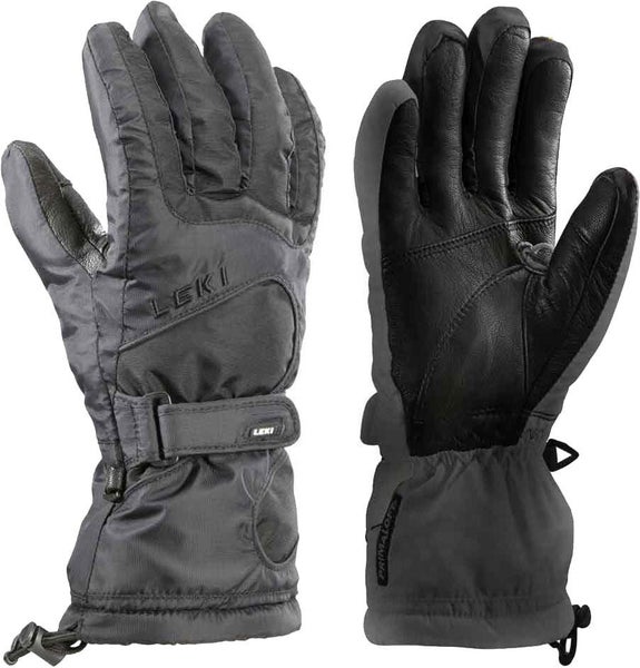 $125 Leki Womens Stripes Goatskin Leather Trigger S GoreTex Ski Gloves Size XS