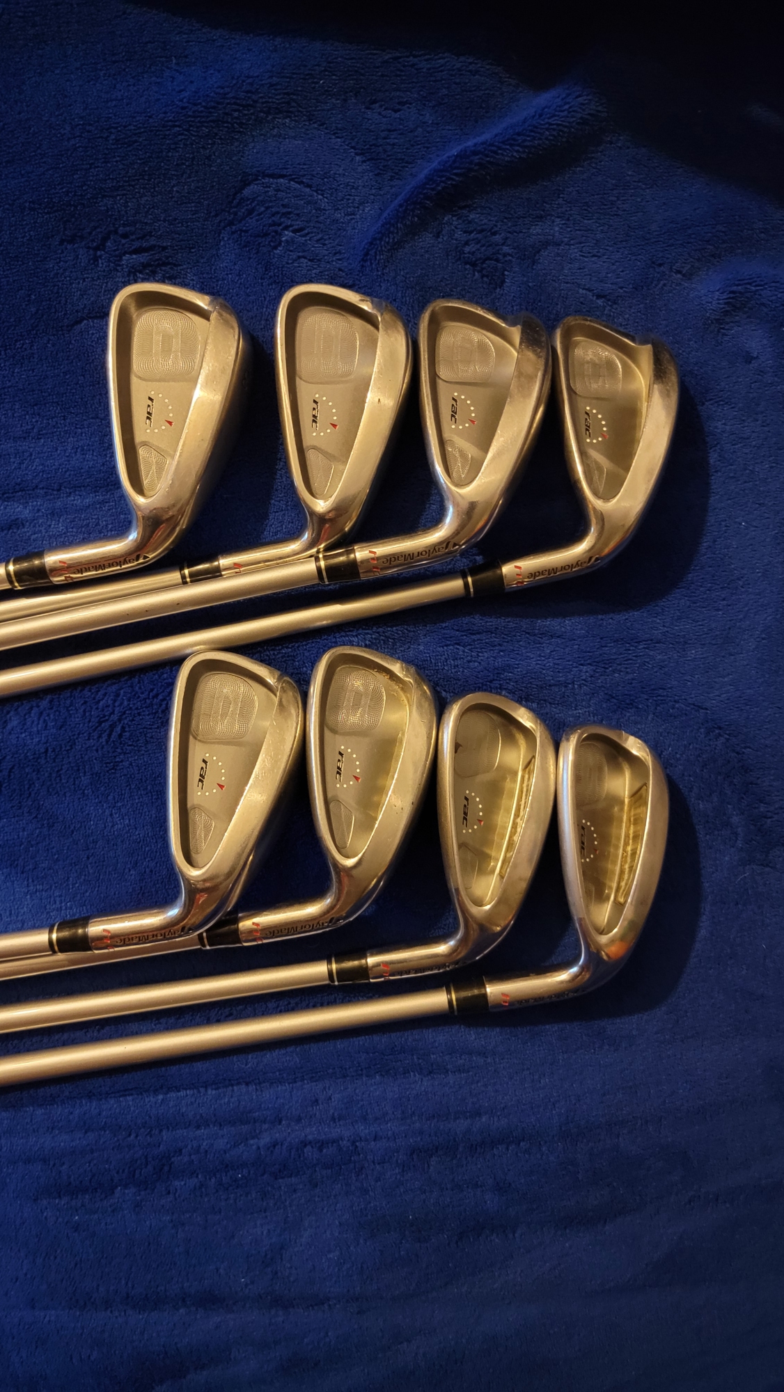 Used Men's TaylorMade Right Handed Rac HT Iron Set Regular Flex 8 Pieces Graphite Shaft