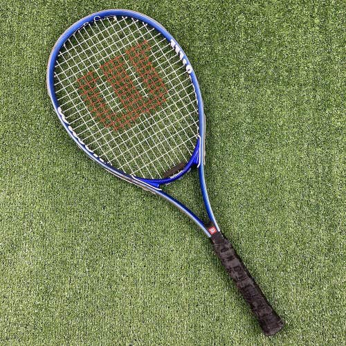 Wilson Federer Tennis Racquet Racket 4 3/8 L3 Grip Power Strings Blue White