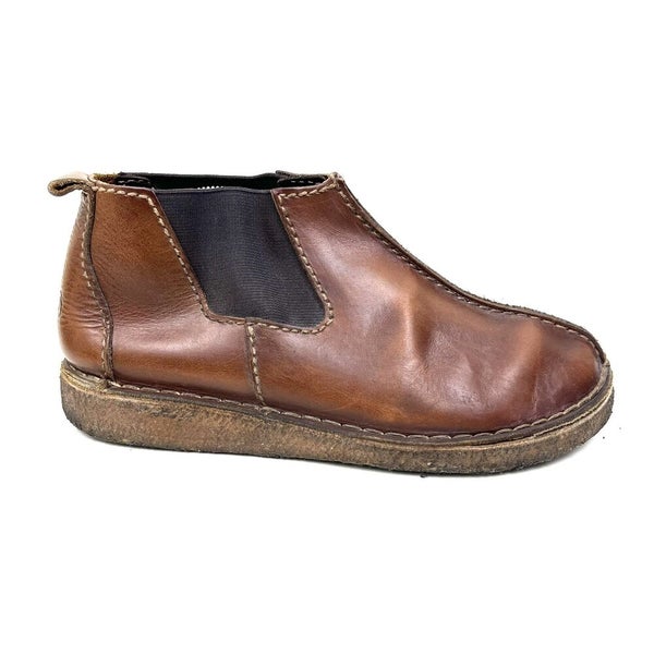 READ CLARKS Chelsea Brown Leather Ankle Crepe Men's Size 9.5