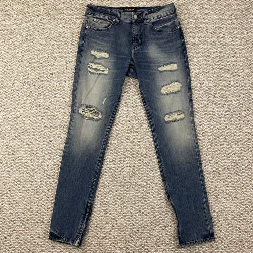 PacSun Stacked Skinny Jeans 30x30 Distressed Stretch Denim Faded Zipper Cuff