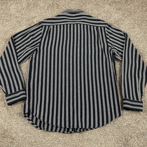 Supreme Heavyweight Flannel Double Pocket Striped Black Gray Size