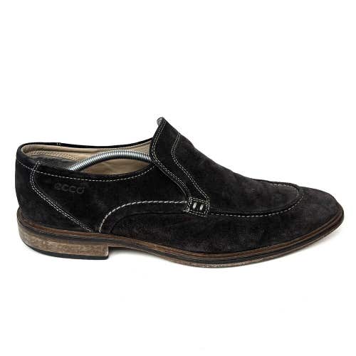 Ecco Men's Suede Brown Leather Slip On Loafer Shoe Size 45 EUR 11-11.5 US