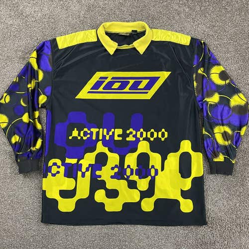 IOU Vintage Jersey 2000 Hip Hop Urban Active Black Yellow Purple Men’s Size XL