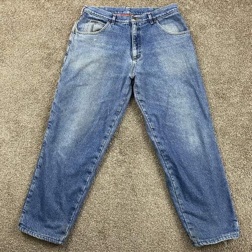 Vintage LL Bean Flannel Lined Heavyweight Blue Jeans Pants Size 38x30