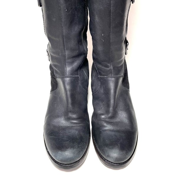 Size 38 Esmeraldas Boots Women's 7-7.5 Black Leather Tall Inside Zip | SidelineSwap