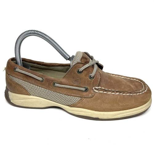 Sperry Womens Top Sider Intrepid 9774811 Tan Brown Leather Boat Shoes Size 7.5 M