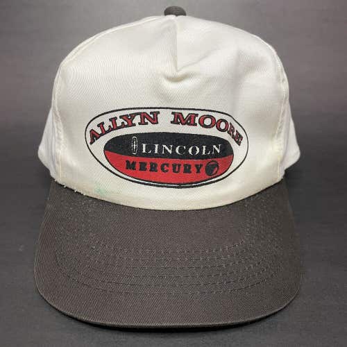 Vintage Snapback Hat Cap Allyn Moore Lincoln Mercury Logo White Black Red