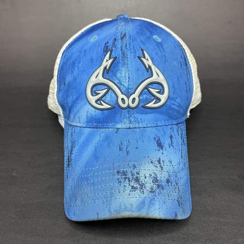 Realtree Adjustable Baseball Trucker Hat Mesh Blue White Embroidered Antlers