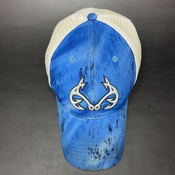 Realtree Adjustable Baseball Trucker Hat Mesh Blue White Embroidered  Antlers
