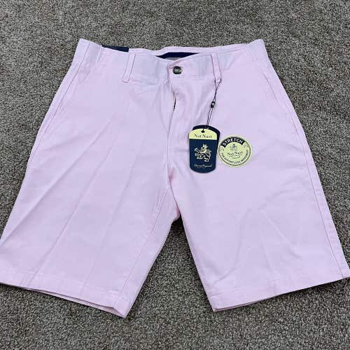 Nat Nast Stretch Classic Straight Fit Men's Shorts Flat Front Size 30 Pink NWT
