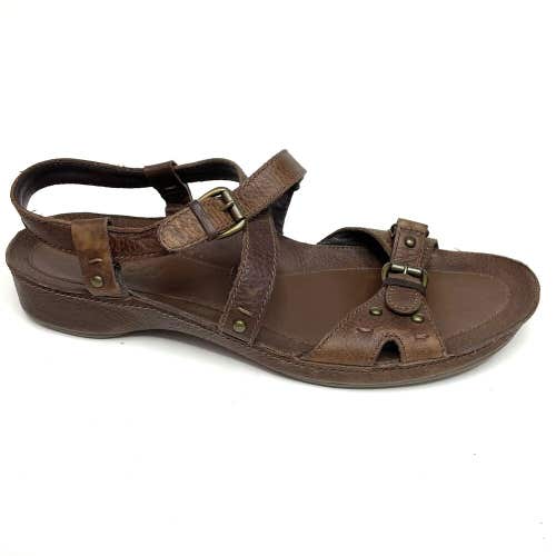 Ecco Slingback Sandals Buckle Crisscross Brown Wedges Size 41 US 10-10.5