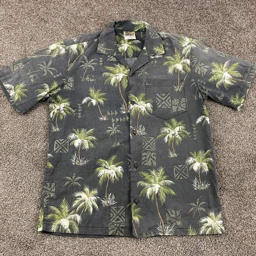 Winnie Fashions Men's Green Palm Trees Hawaiian Shirt Made in Hawaii Size Medium