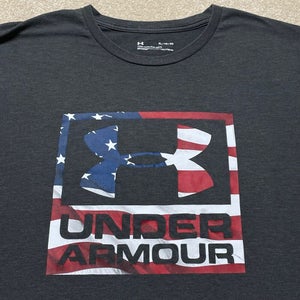 Under Armour T Shirt Men XL USA Flag Logo Active Workout Gym Run Lightweight