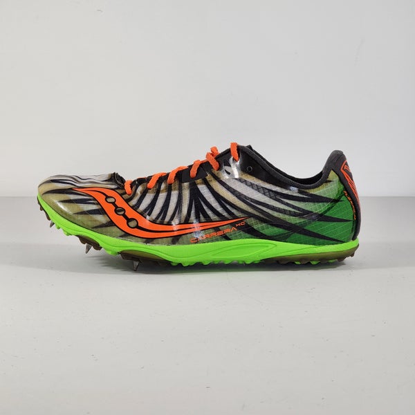 SAUCONY Carrera XC Green / Gray / Orange Track & Field Running Cleats Shoes  Men's Size  | SidelineSwap