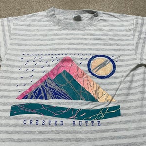 Crested Butte Ski T Shirt Men Medium Lost Canyon Test Print Vintage 90s 1/1 USA