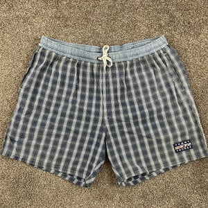 Tommy Hilfiger Mens Size Large L Plaid Swim Trunks Swimwear Shorts Blue White
