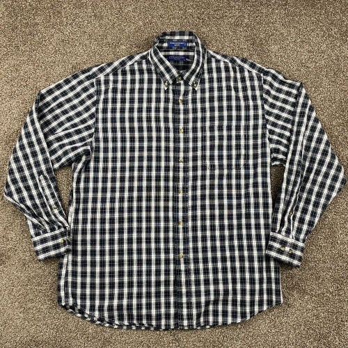 PENDLETON Oxford Cloth Shirt Long Sleeve Button Down Checkered Men's Size Large