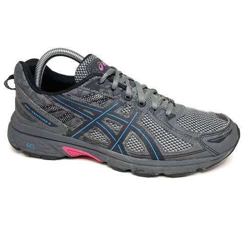 Asics Womens Gel Venture 6 T7G6Q Black Gray Pink Running Shoe Low Top Size 9