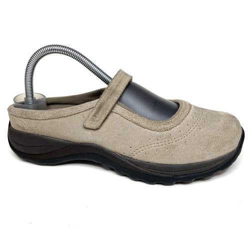 LL Bean Womens Mary Jane Comfort Walking Shoes Flats Suede Tan Khaki Size 8.5 M