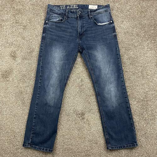 TK Axel Straight Leg Blue Jeans Stretch Denim Casual Modern Dark Wash 34 x 28