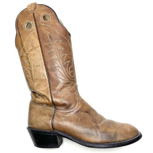 WRANGLER Cowboy Boots Sz 8.5 D Mens Brown Leather Western Rodeo Boots Biker 5375