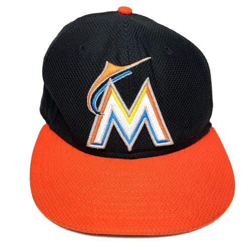 New Era 59FIFTY Miami Marlins Cap Hat Black Batting Practice Fitted Size 7 1/2