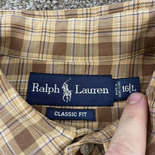 Vintage Ralph Lauren s/s Fall plaid button-down/Made in USA/Sz