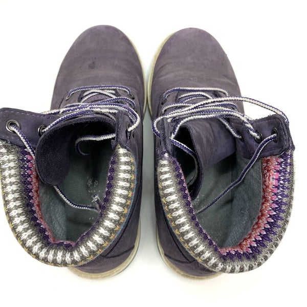 Timberland 6 Inch Premium Waterproof Boot Purple MVE 9595R Grade School Sz 5.5Y
