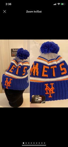 NY Mets Winter Pom Hat Adult
