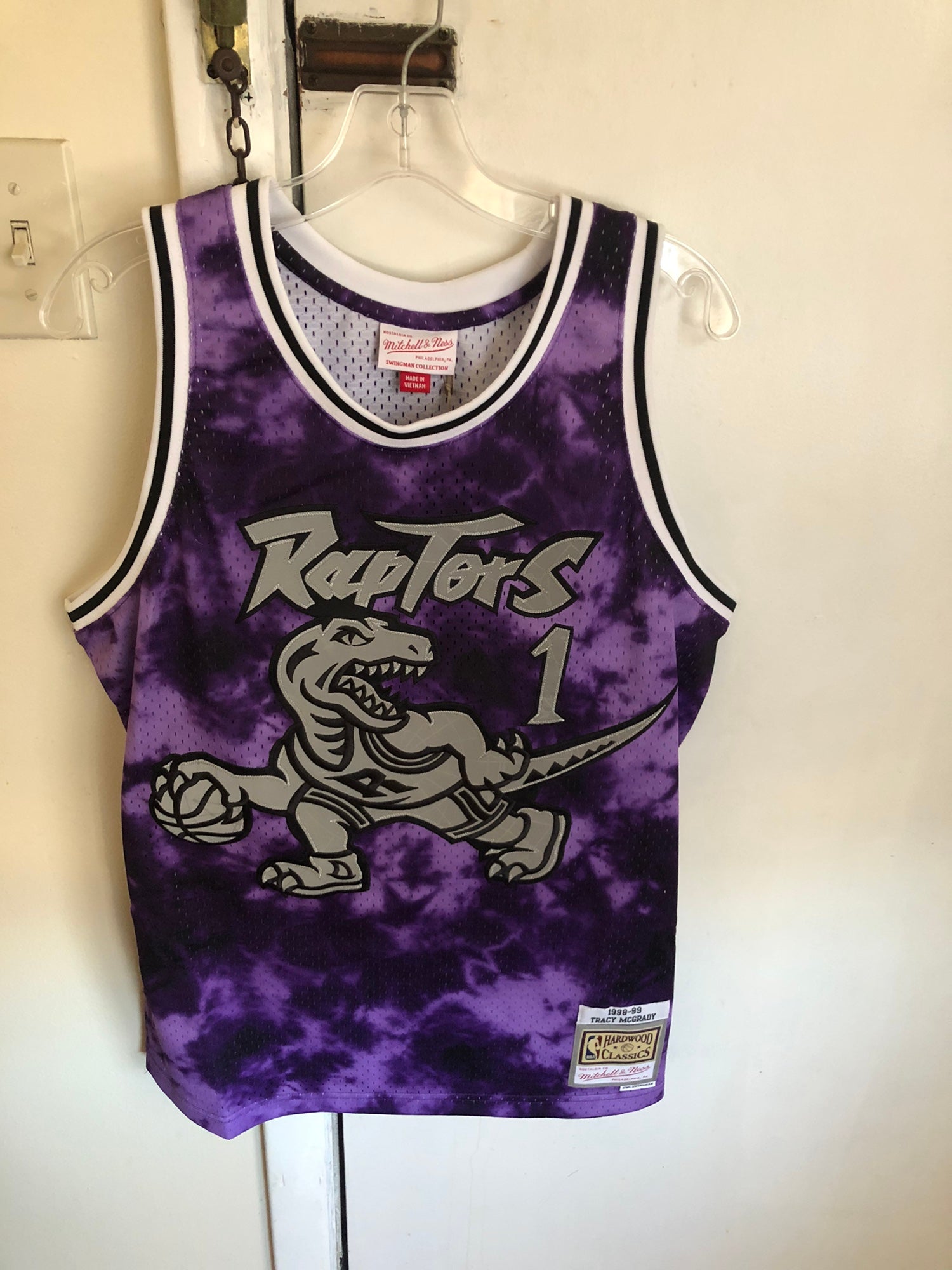 Toronto Raptors Shirt Medium Purple Short Sleeve Mitchell & Ness Tracy  McGrady