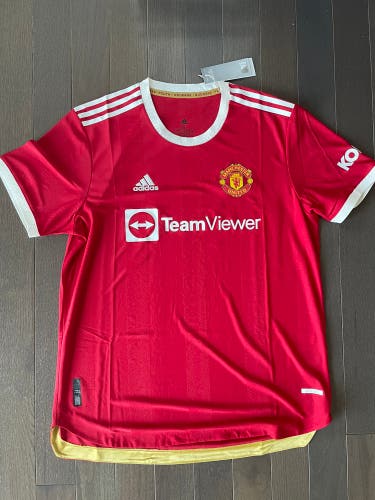 Adidas Manchester United Home Authentic Soccer Jersey $130 Red White H31090 XL