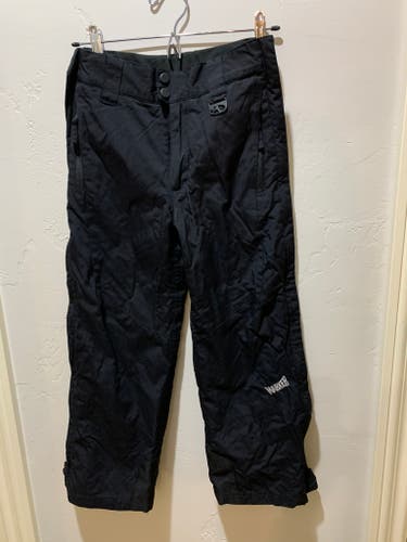 Marker Ski Snow Pants - Black Used Size 8 Kids - full side zip for racing