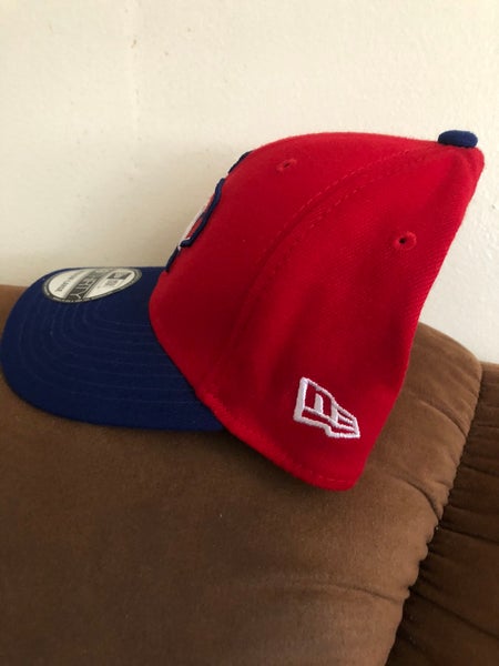 Texas Rangers Hat Cap Fitted Small/Medium Blue Red Big Logo Team MLB Dad