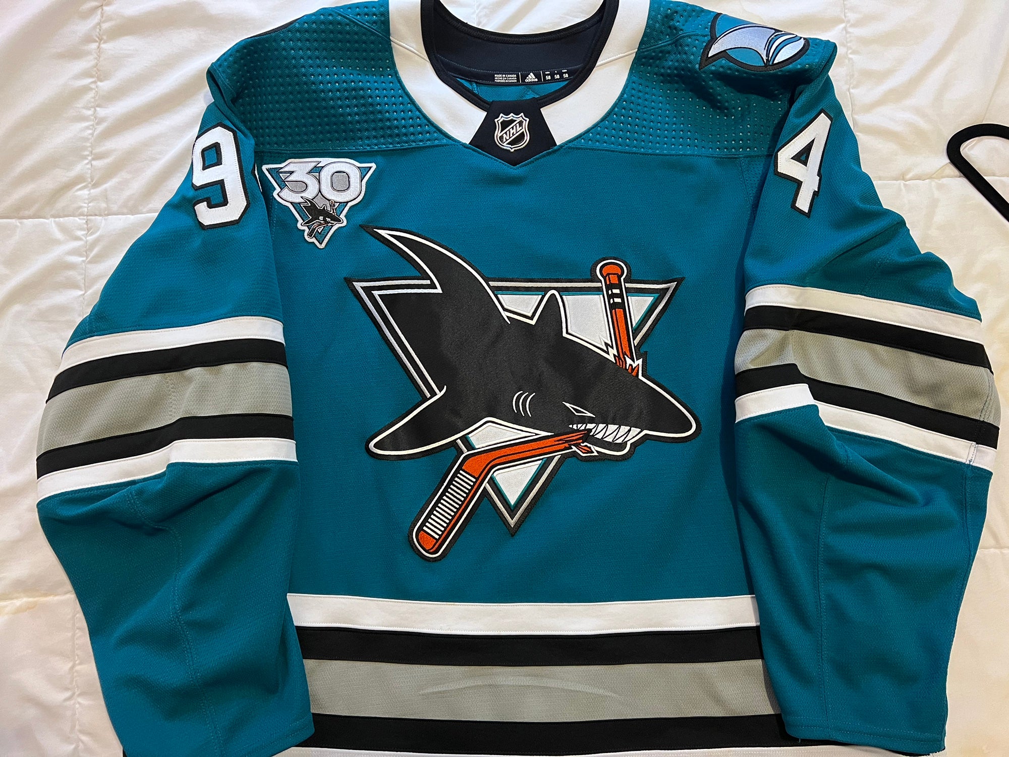 Adidas San Jose Sharks 2020 30th Anniversary Men's Authentic Jersey