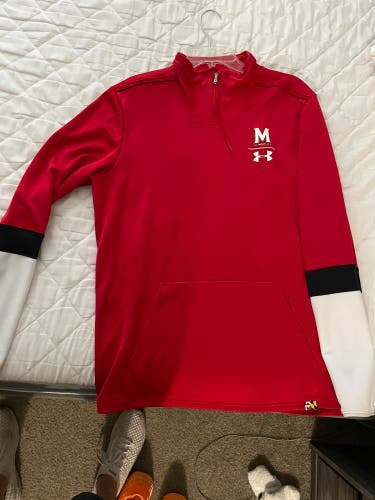 Maryland Team Issued Red Under Armour 1/4 Zip Pullover