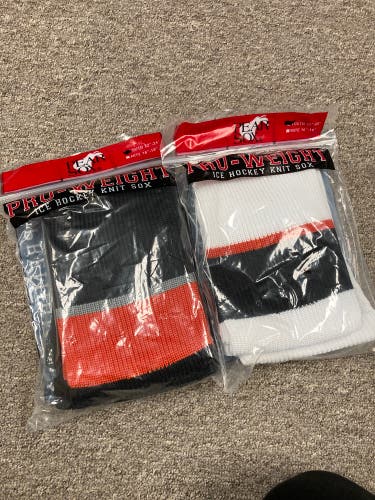 Youth black and orange hockey socks