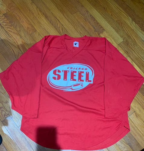Red USHL Chicago Steel Adult Large Jersey