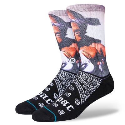 Tupac Shakur Makaveli Stance Socks Large Men's 9-13 Crew Socks 2Pac Hip Hop Rap