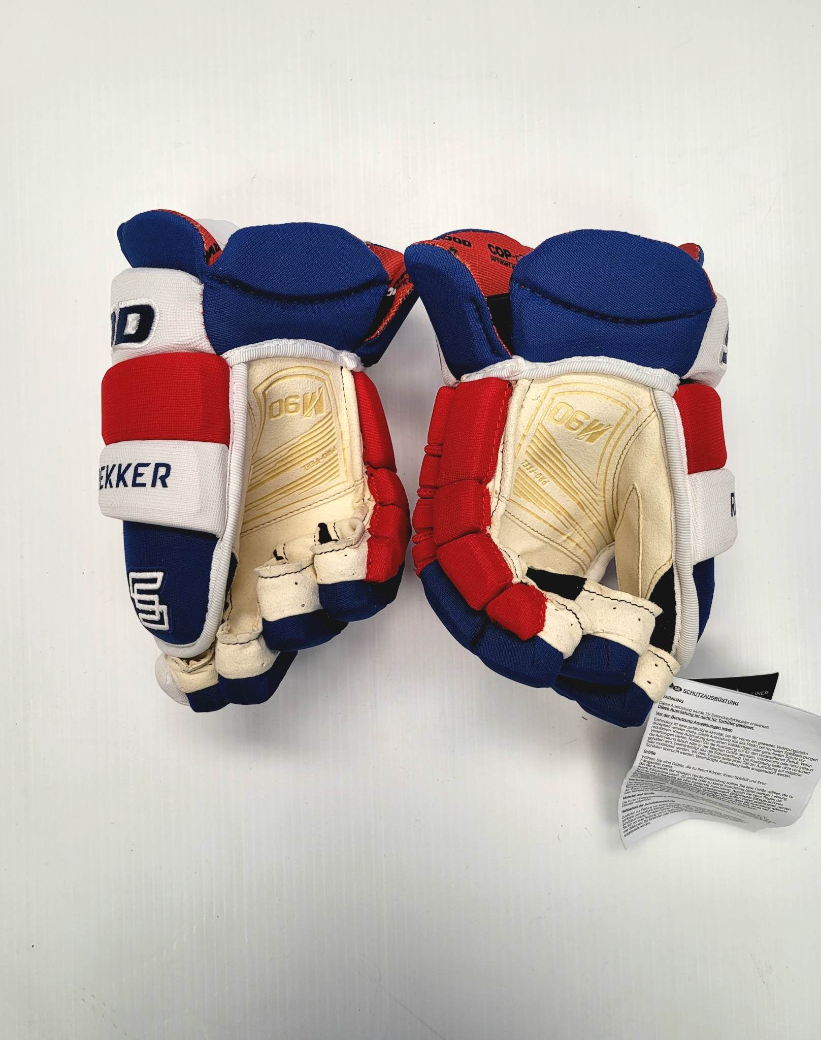 Sher-Wood Rekker Element One Dominik Kahun Edmonton Oilers Pro Stock Gloves  (Multiple Sizes)