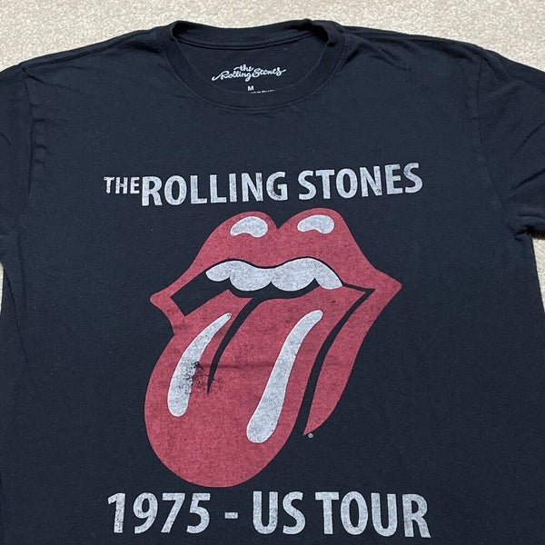 Rolling Stones Band T Shirt Men Small Adult Black 1975 Tour