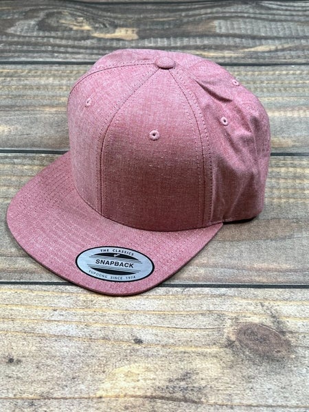Lids Chambray Snap Back Flat Brim Hat Heathered Red Adult One Size NWT
